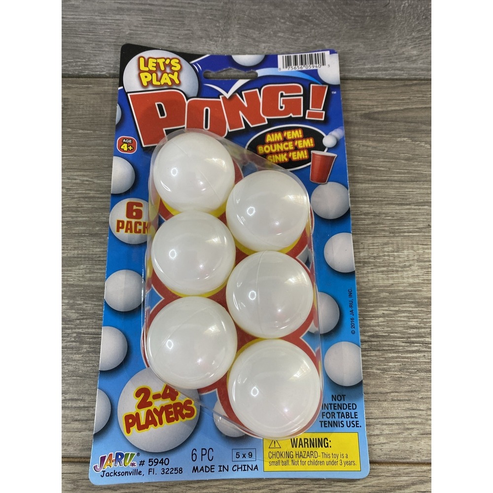 Ja-Ru Let's Play Pong Balls Unisex OS White NEW 6 Pack‎ Party Game 5940